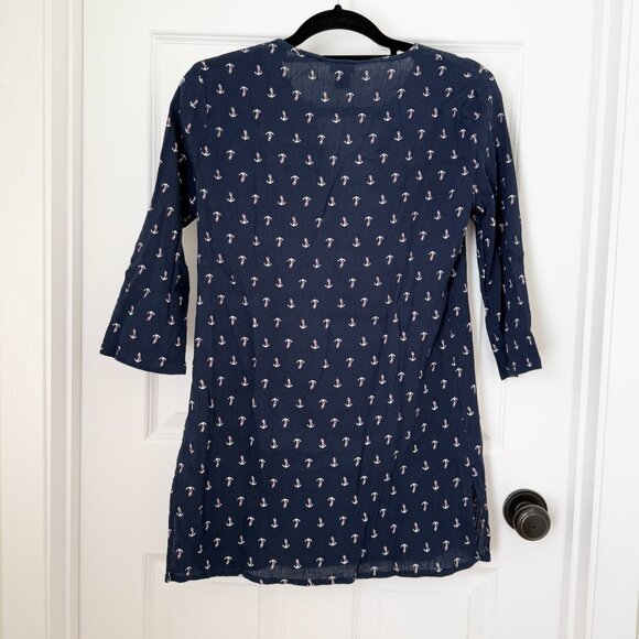 Women J Crew Anchors Away V Neck Tunic Swim Cover Up in Navy Blue Size Small - Picture 3 of 7